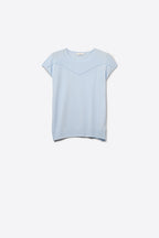 Nervuré Light Blue Cap Sleeve Knit Sweater
