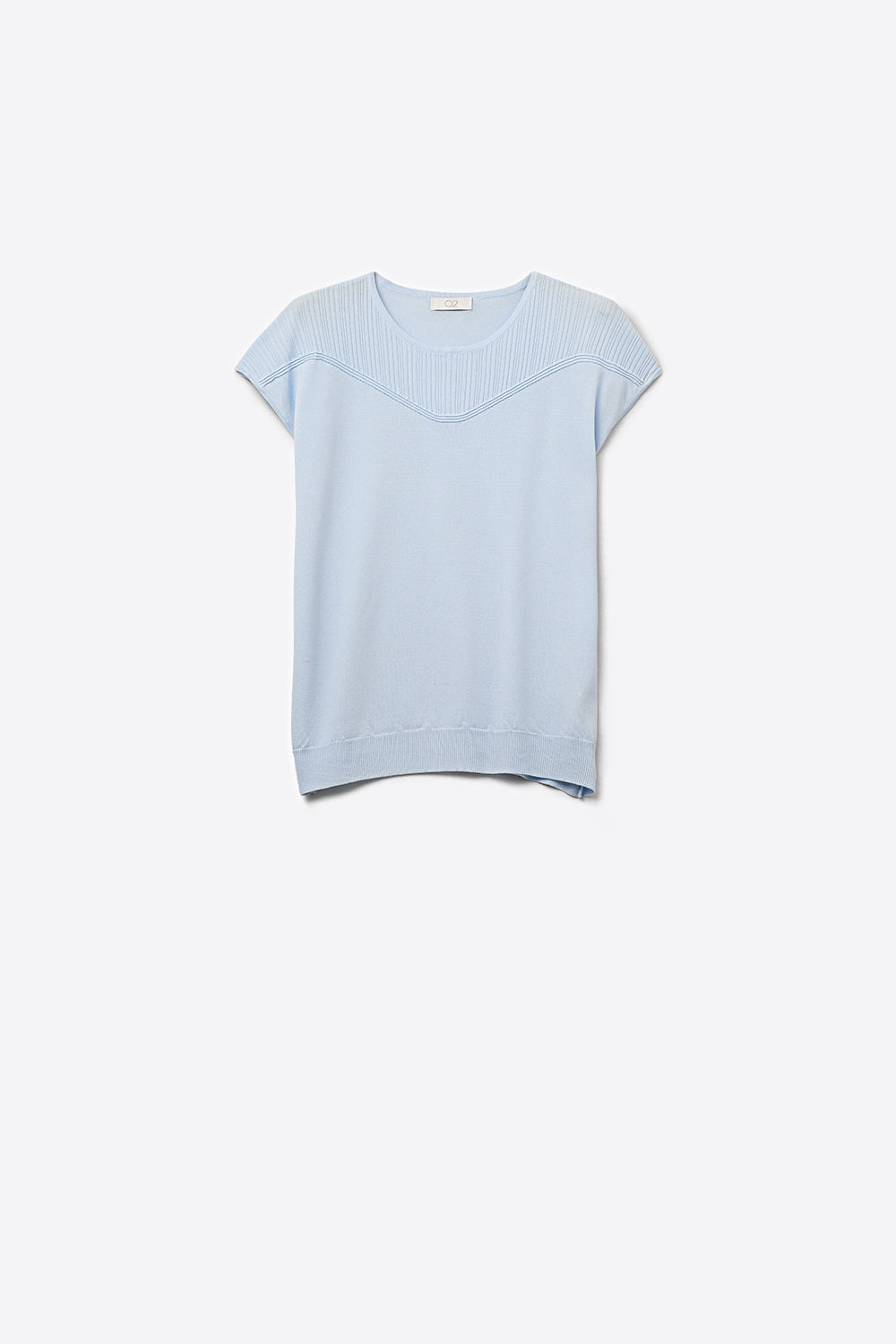 Nervuré Light Blue Cap Sleeve Knit Sweater