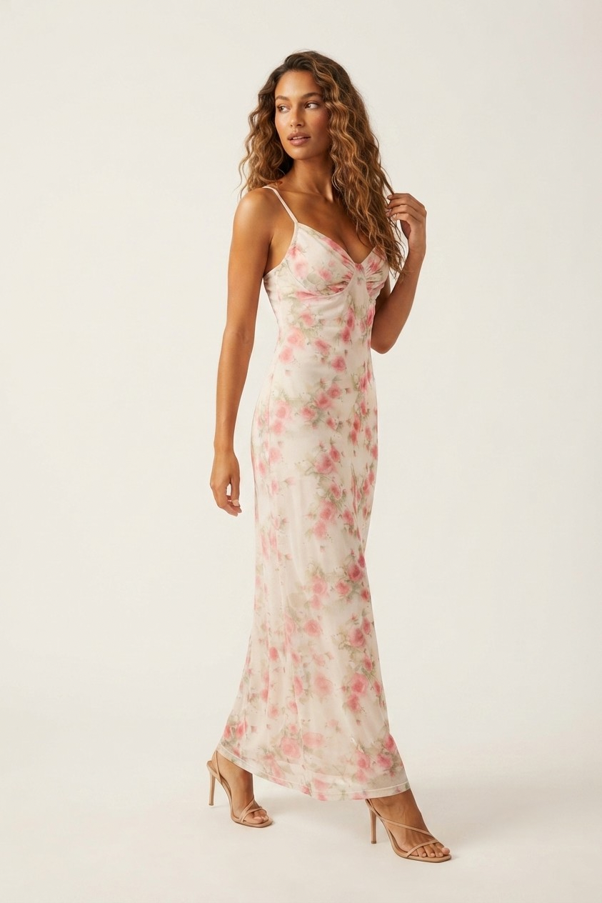 Songe Floral Mesh Maxi Dress