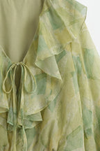 Feuille Ruffled Tie-Front Blouse