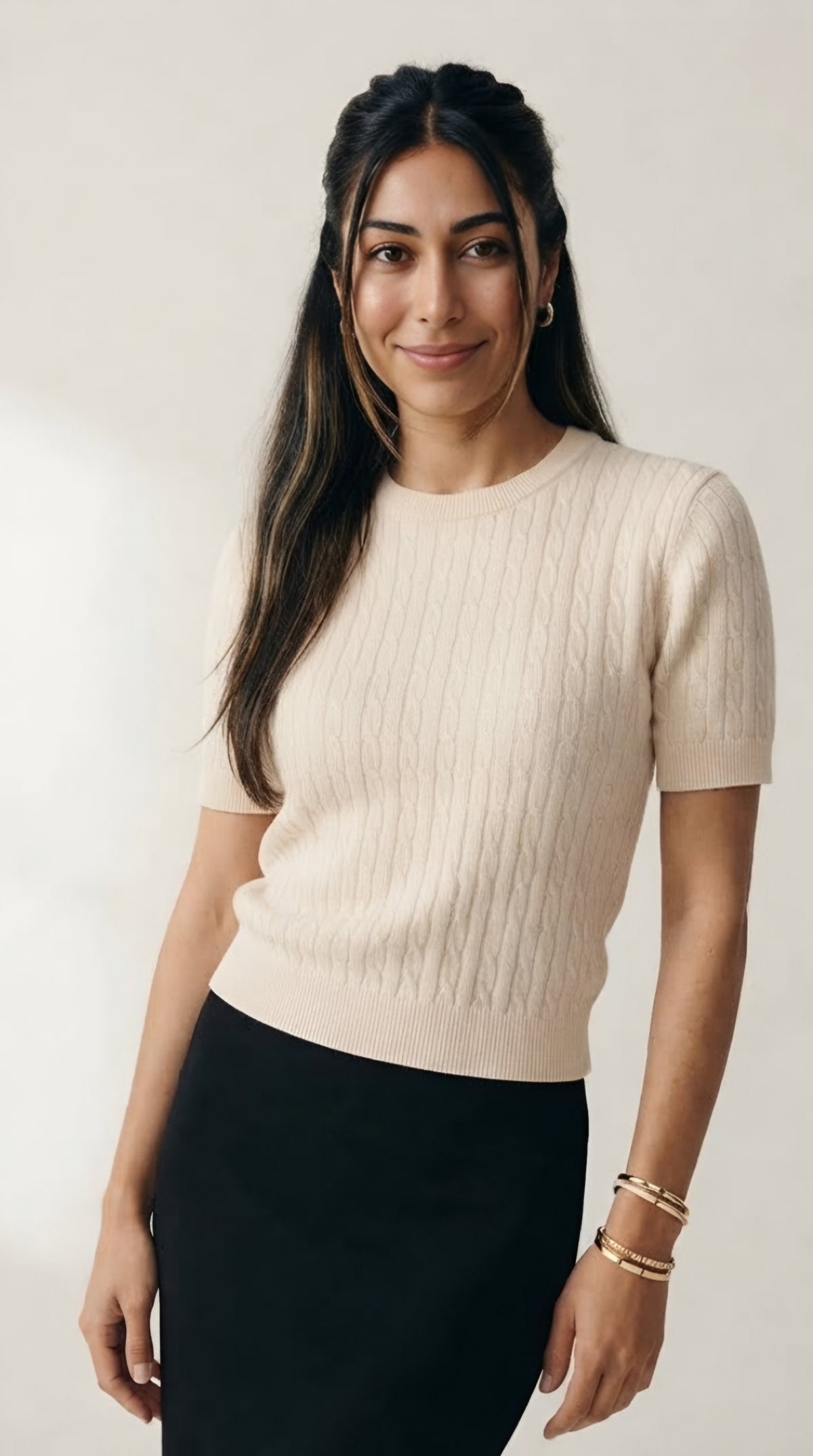 Câble Fine Knit Crew Neck