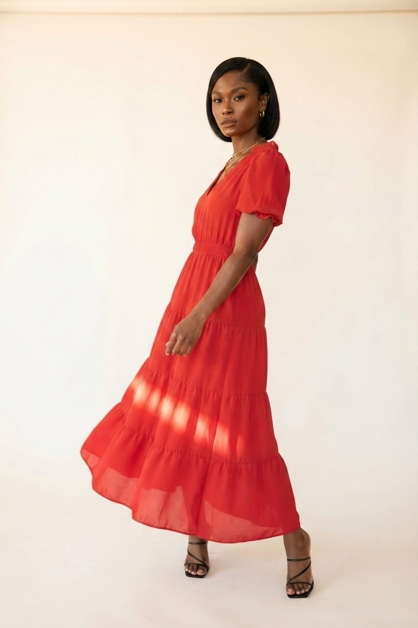 Ballon Rouge Tiered Maxi Dress