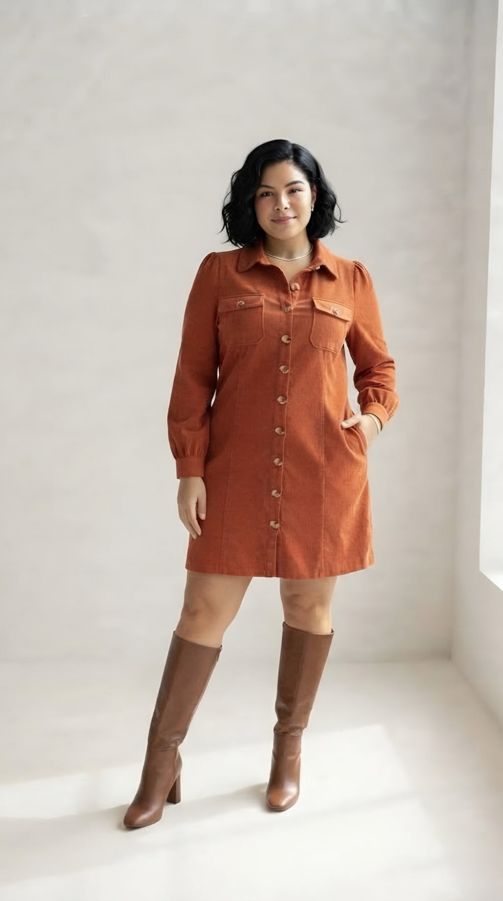 Sillage Corduroy Button-Down Dress