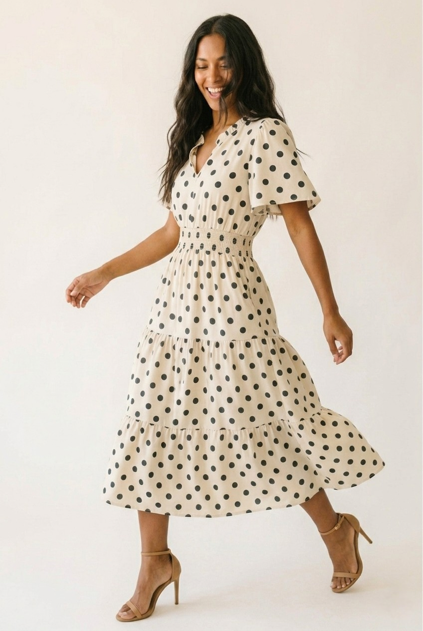 Cloche Bell Sleeve Midi Dress