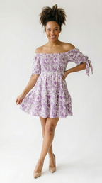 Lilas Floral Smocked Babydoll Dress