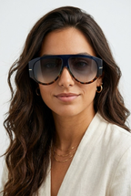 Marin Navy Tortoiseshell Shield Sunglasses