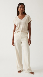 Onde Beige Stripe Texture Knit Sweater