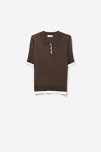 Passepoil Polo Knit Top