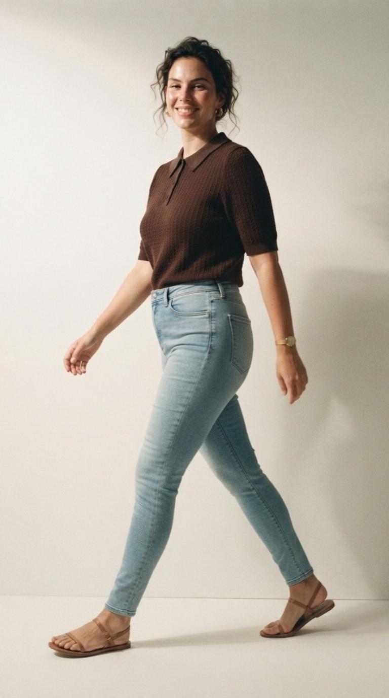 Tricot Textured Knit Polo Shirt