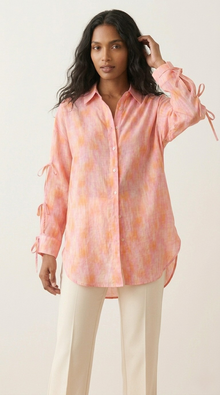 Aquarelle Tie Sleeve Blouse