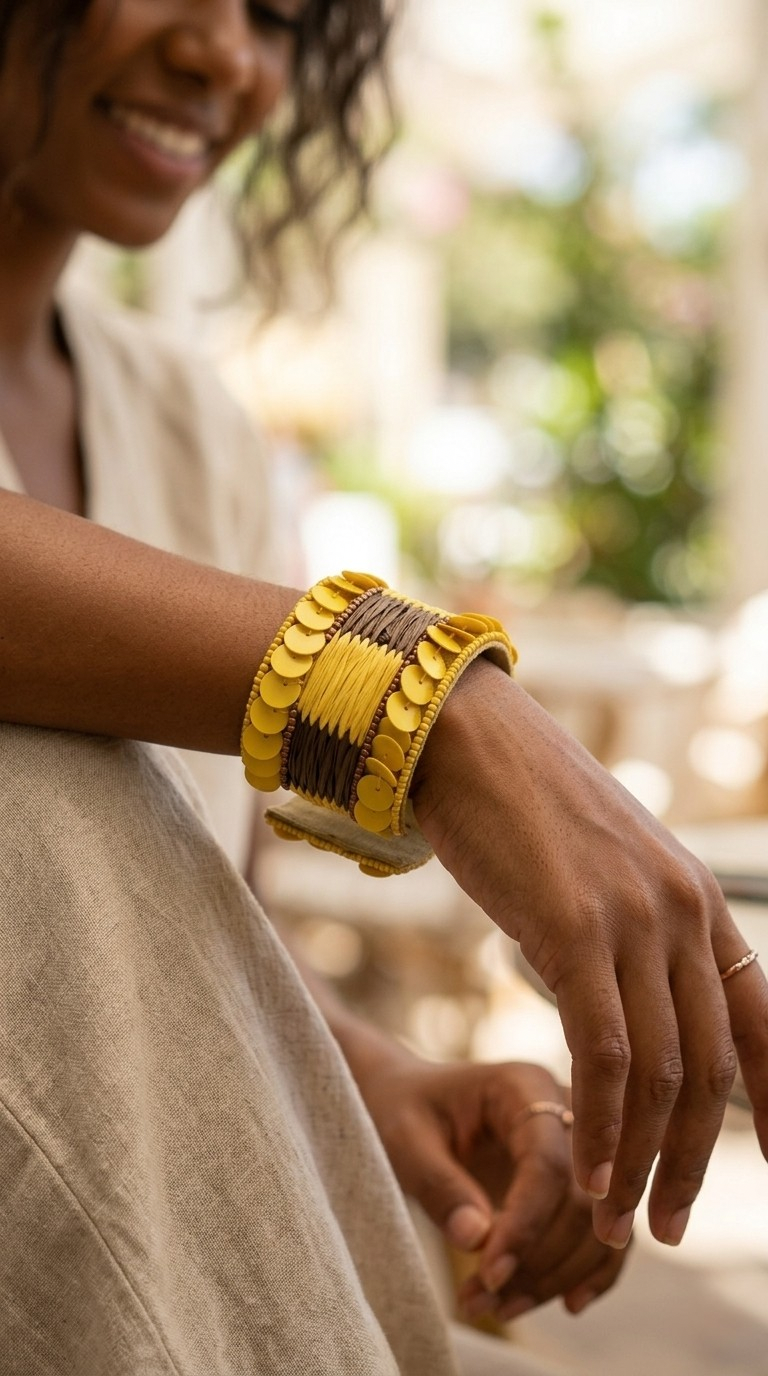 Jonc Beaded Cuff Bracelet