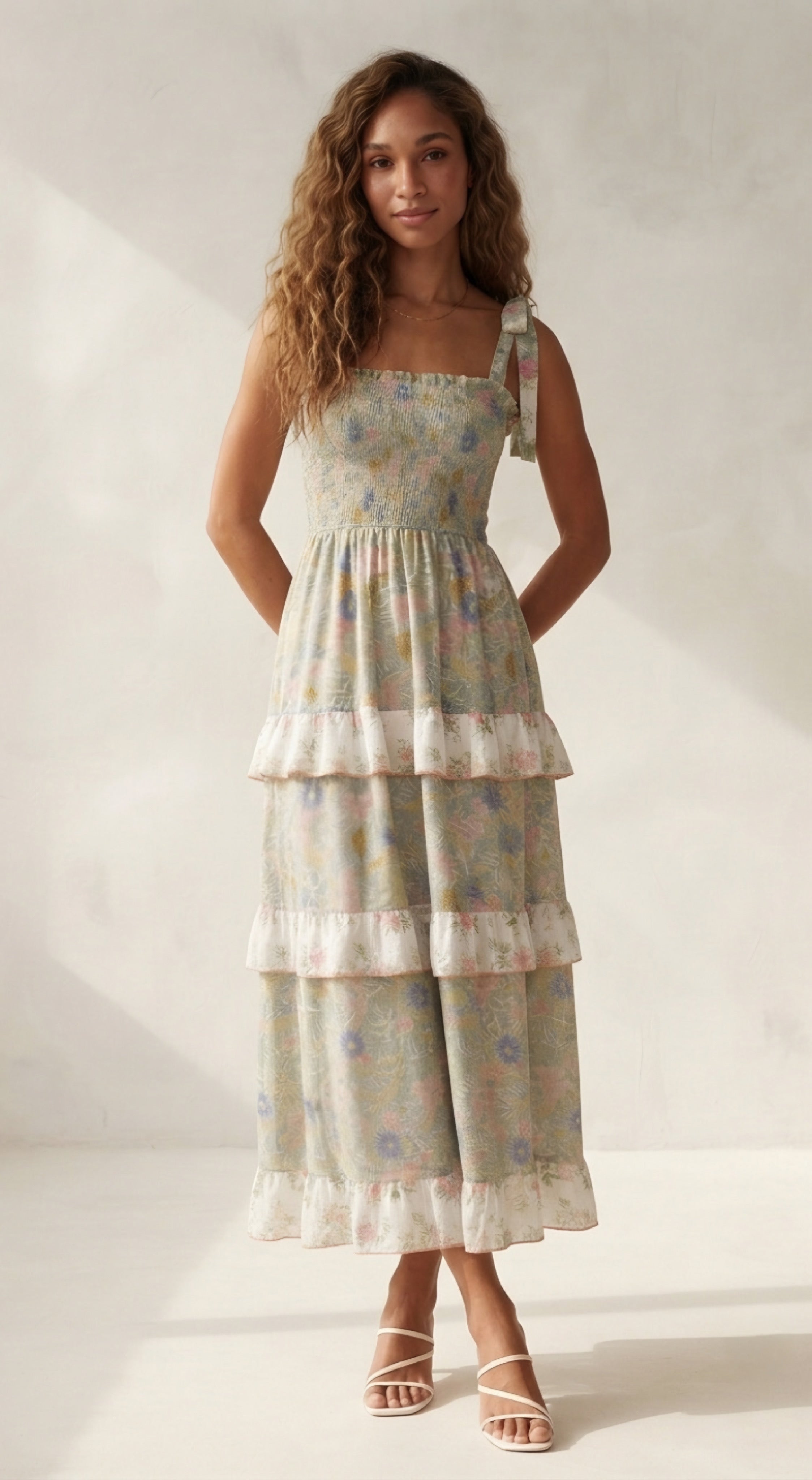 Sauge Tiered Maxi Dress