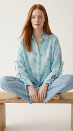 Aquarelle Tie Sleeve Blouse