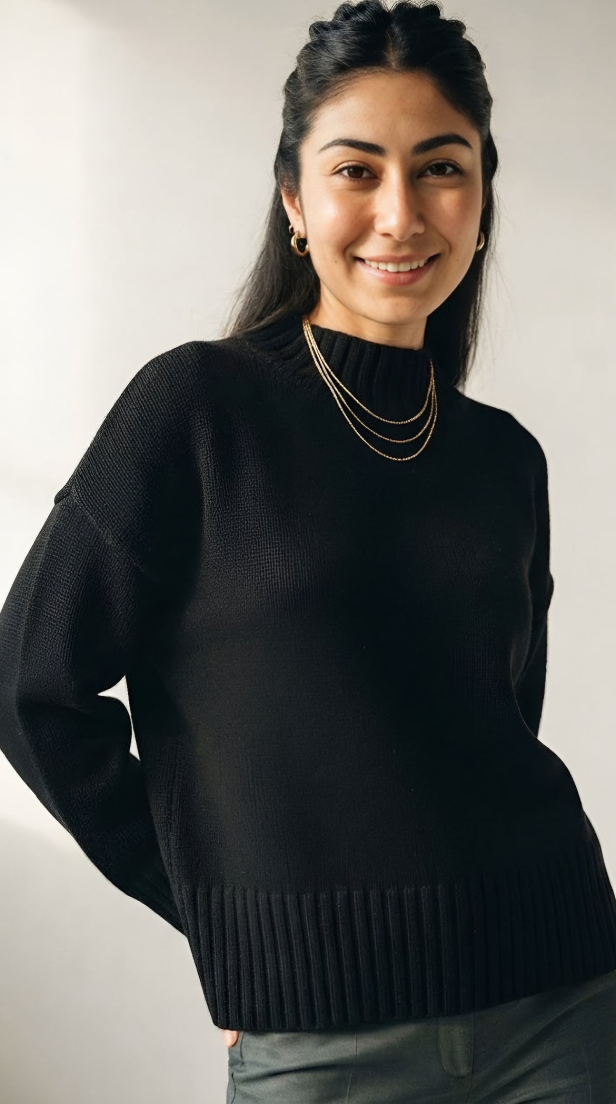 Tourelle High Collar Knit Sweater