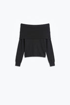 Bardot Ribbed Off Shoulder Sweater