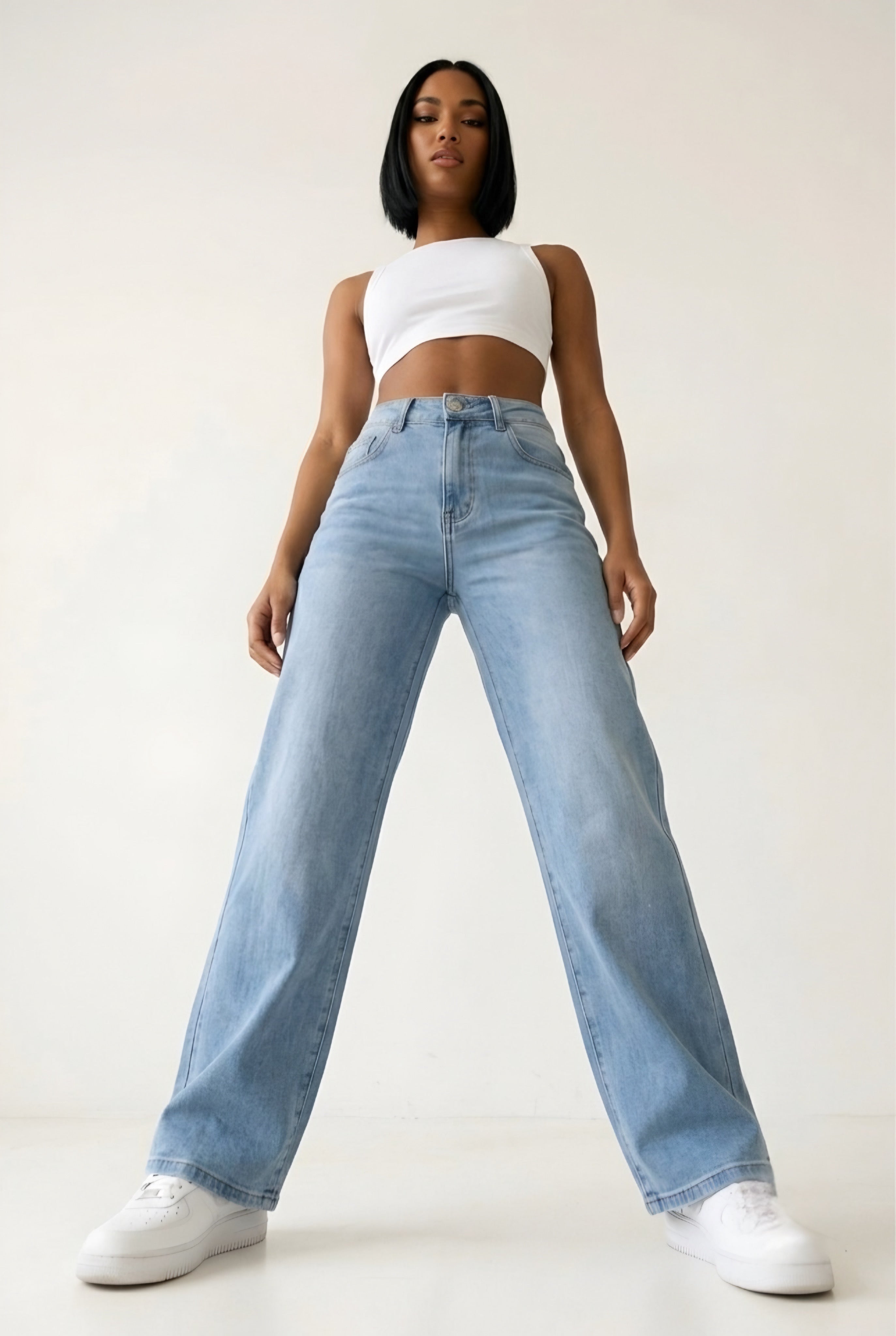 Scintille Pink Strass Wide Leg Jeans