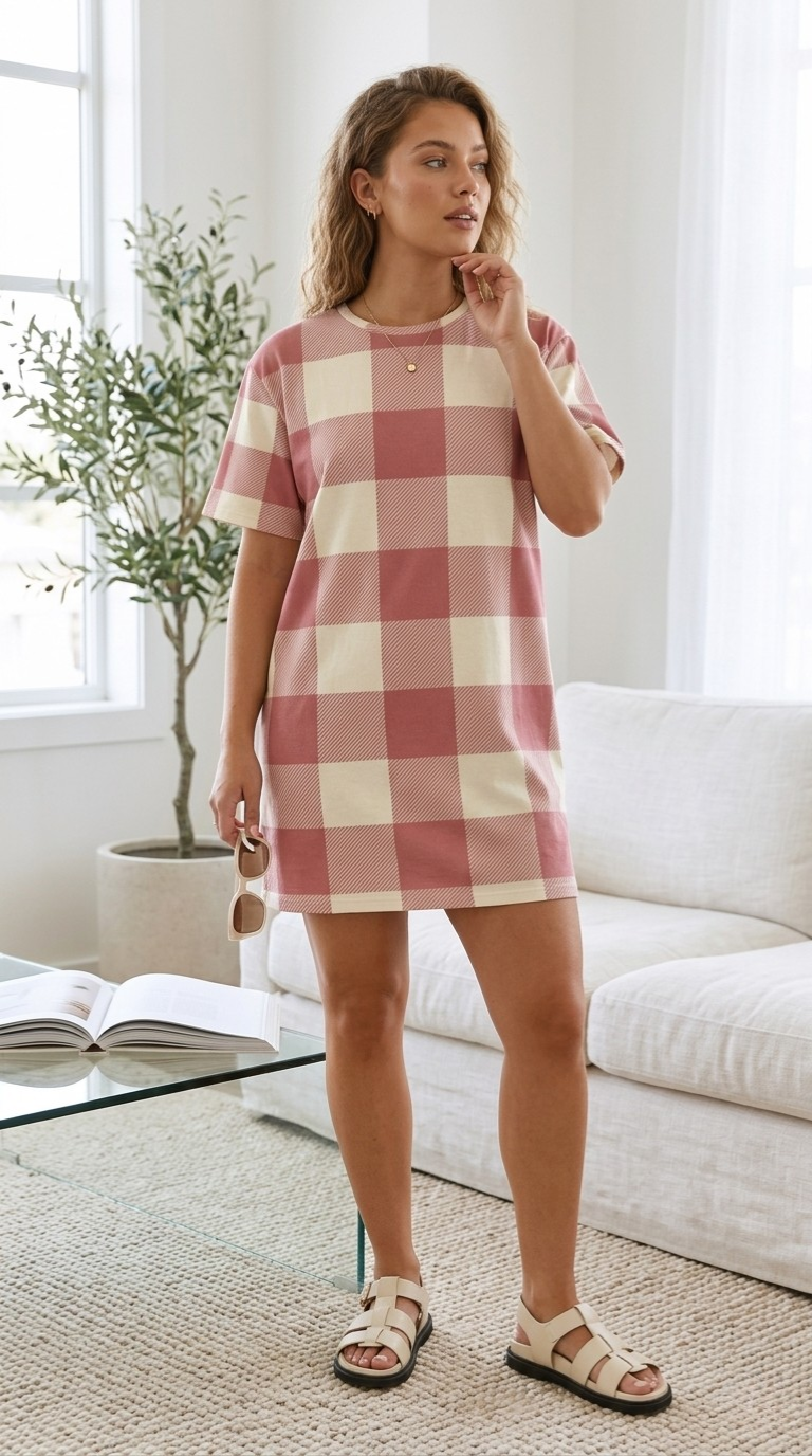 Vichy Gingham T-Shirt Dress