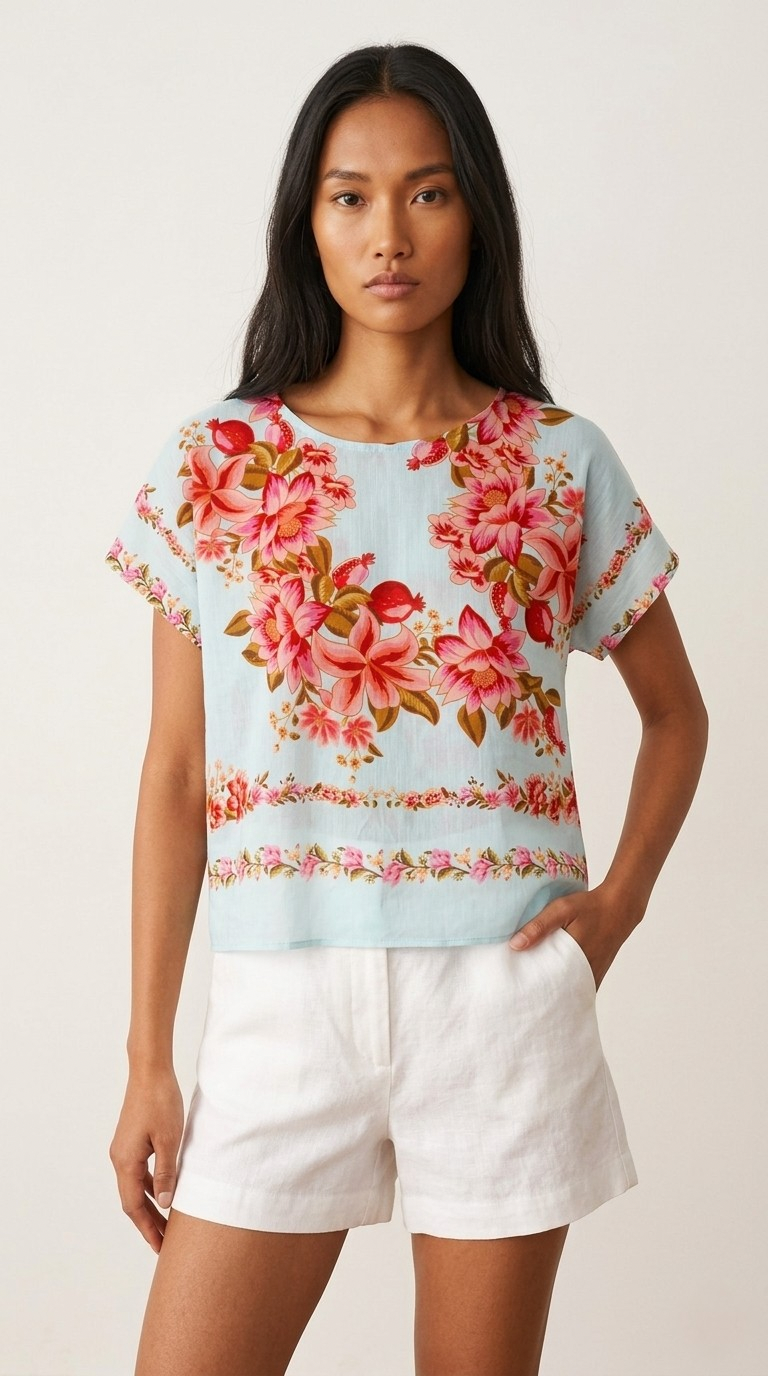 Pivoine Floral Boxy Crop Top
