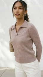 Câble Polo Knit Sweater