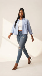 Bouton Cropped Pocket Shirt