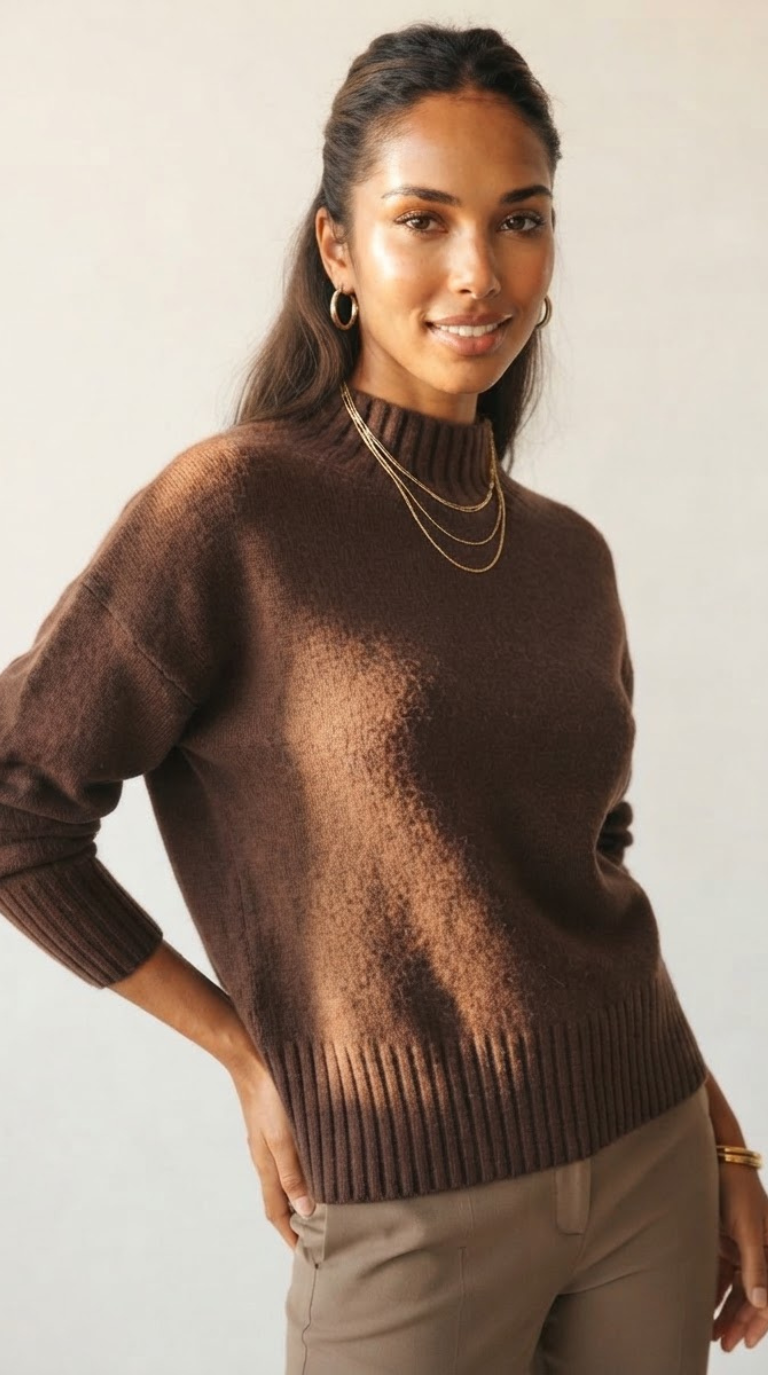 Tourelle High Collar Knit Sweater
