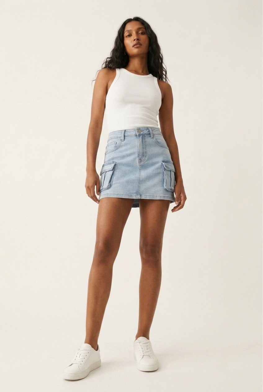 Cargue Denim Mini Skirt
