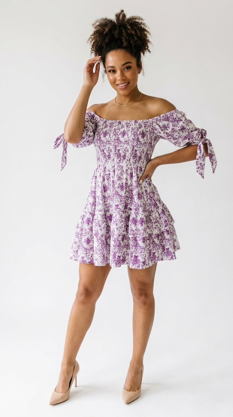 Lilas Floral Smocked Babydoll Dress