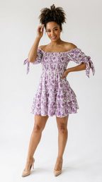 Lilas Floral Smocked Babydoll Dress