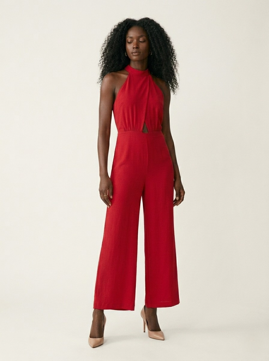 Croisé Halter Wide Leg Jumpsuit