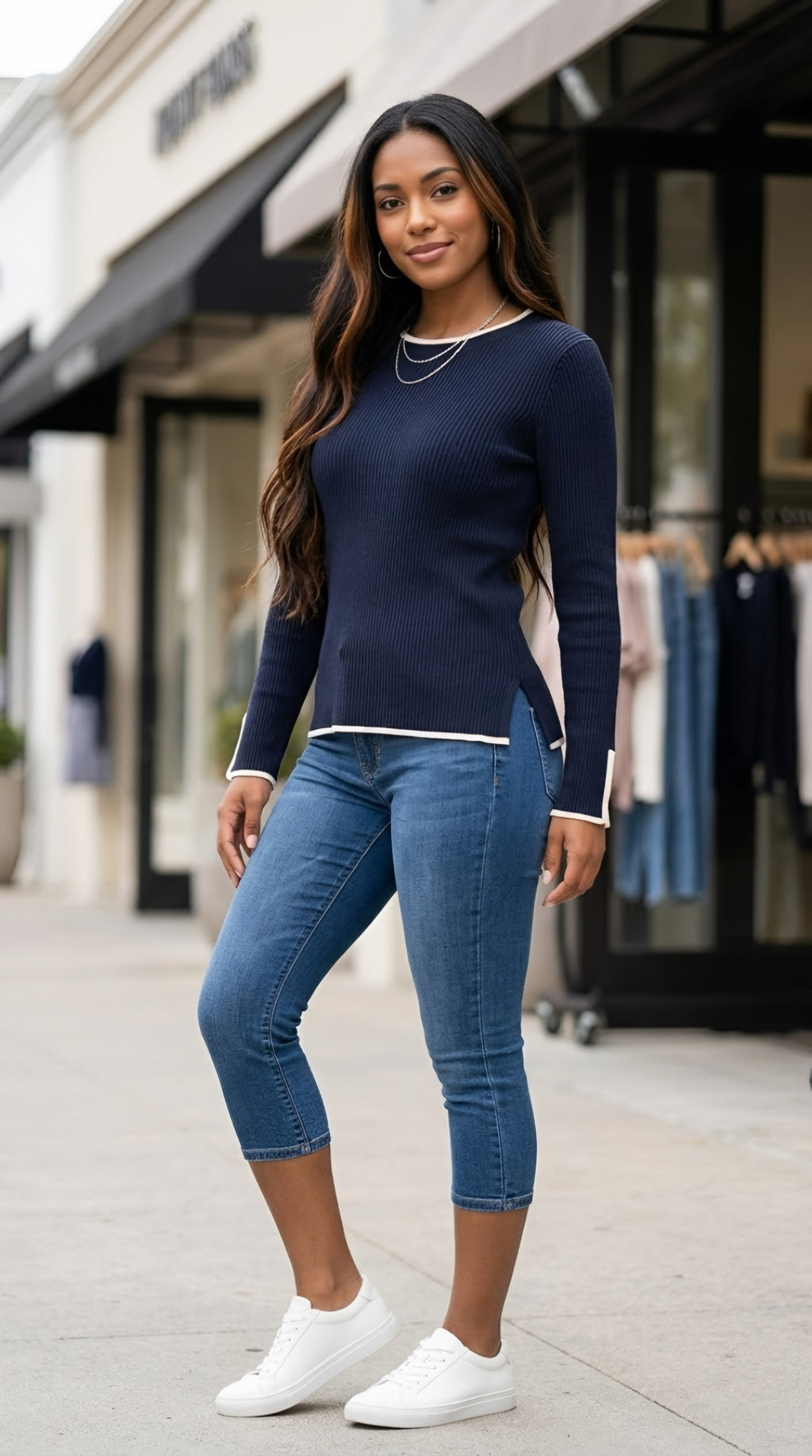 Galon Ribbed Contrast Sweater
