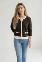 Galon Contrast Trim Cardigan