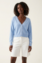 Contour Baby Blue Contrast Trim Cardigan