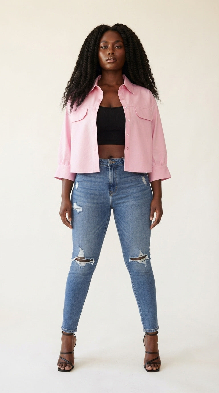 Bouton Cropped Pocket Shirt