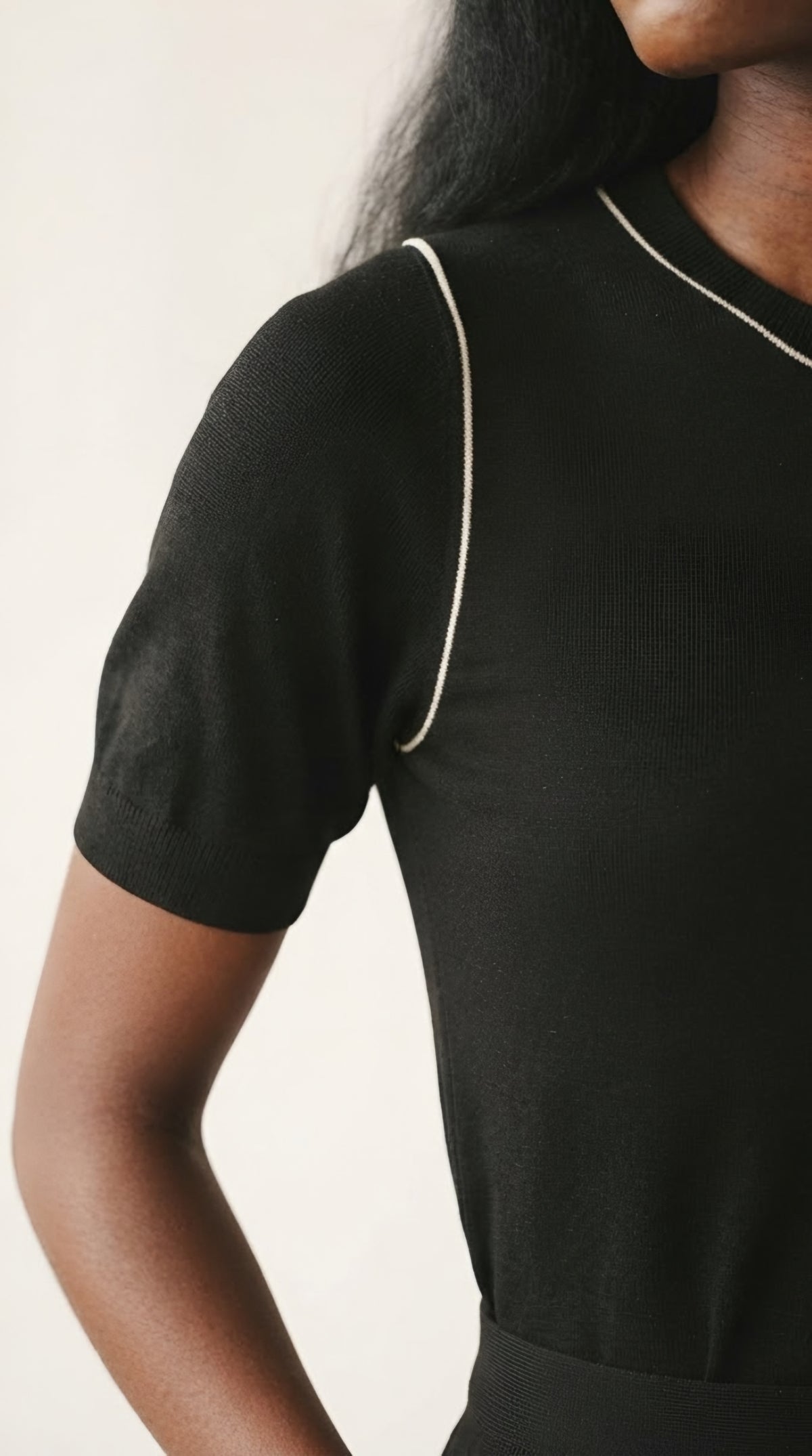 Nervuré Cap Sleeve Knit Sweater