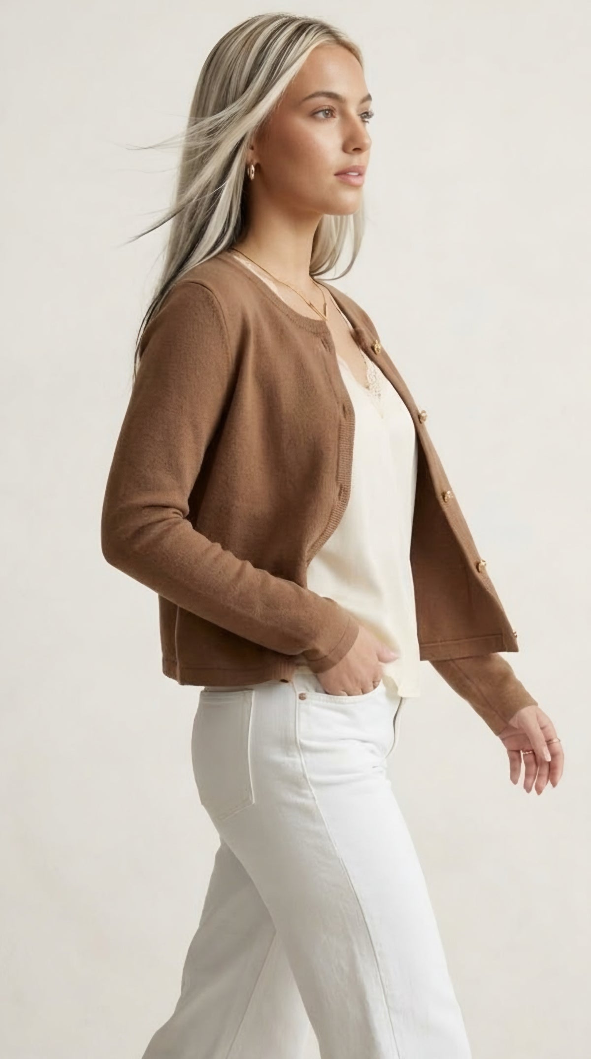 Dorée Gold Button Cardigan