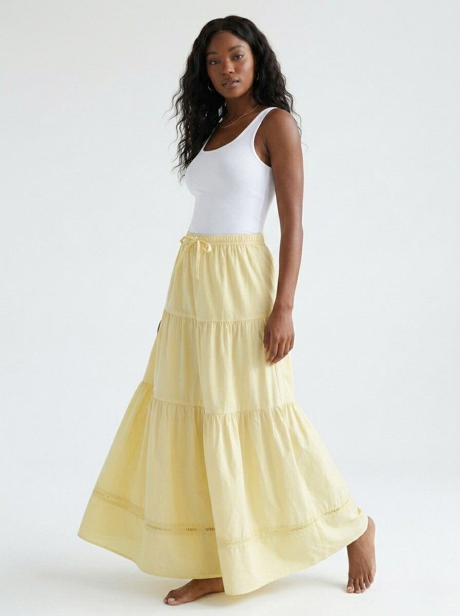 Ficelle Lace Detail Maxi Skirt