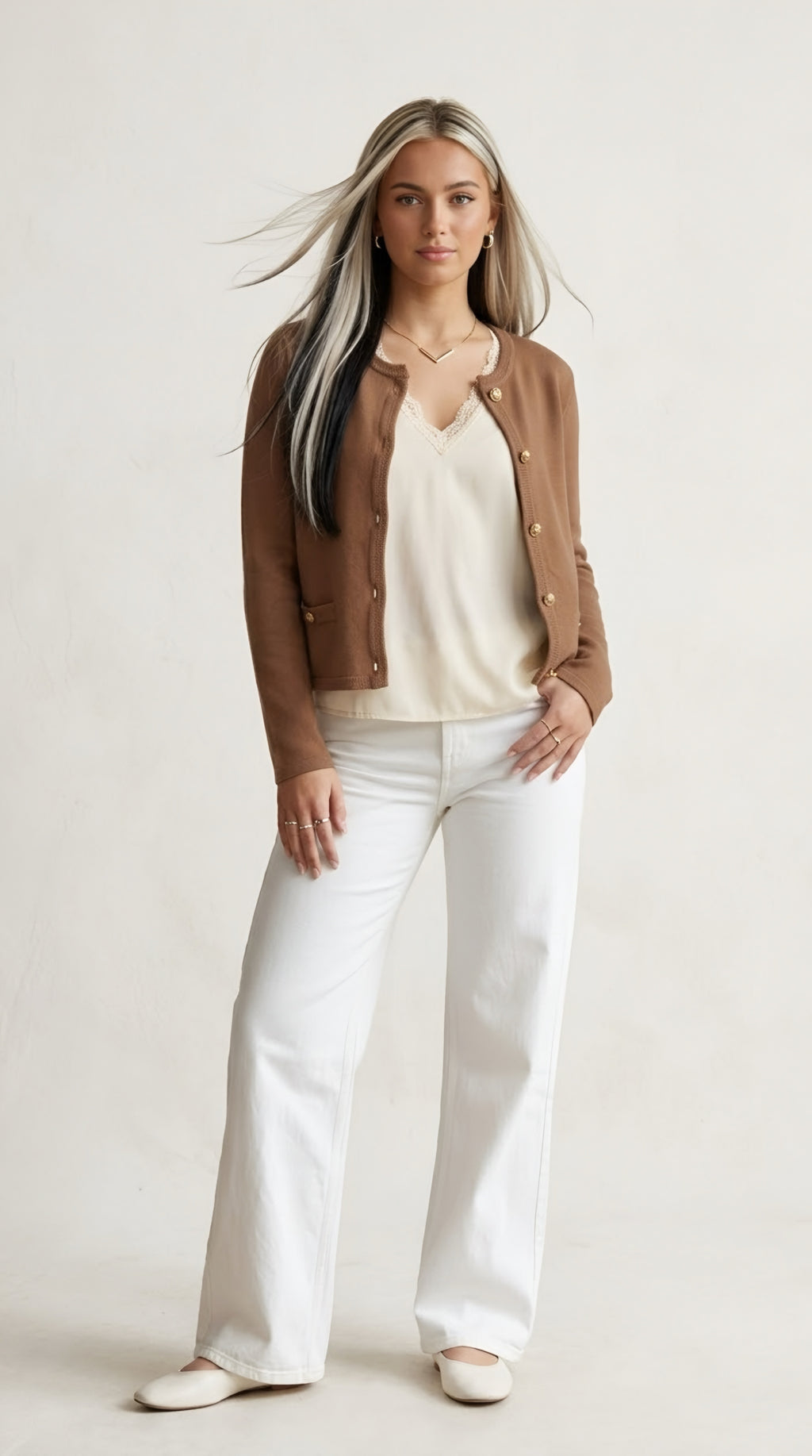 Dorée Gold Button Cardigan
