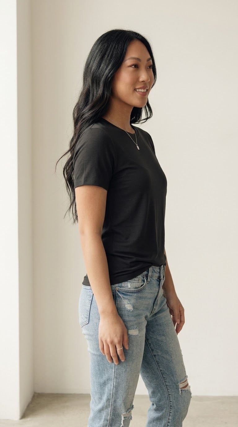 Essentiel Black Viscose Tee