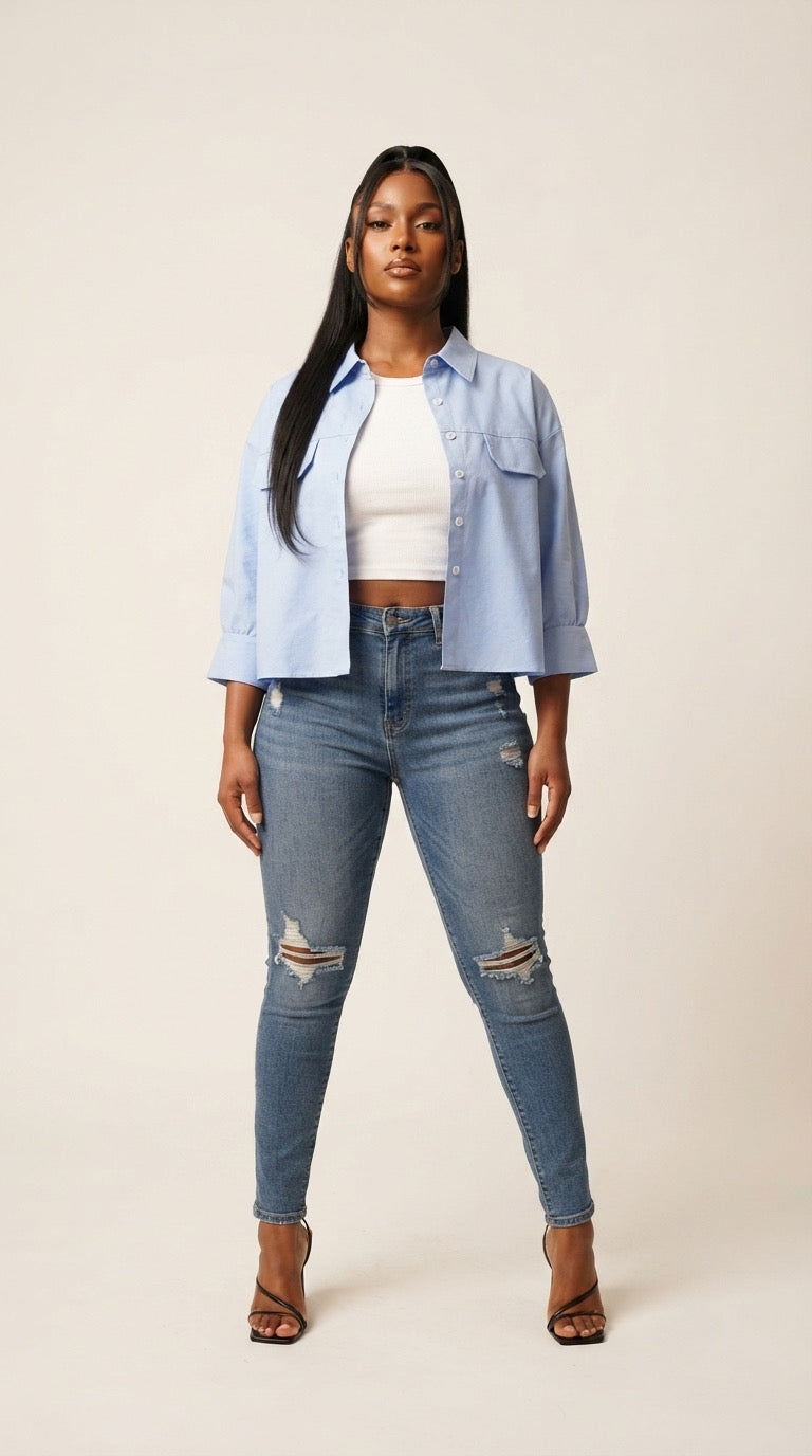 Bouton Cropped Pocket Shirt