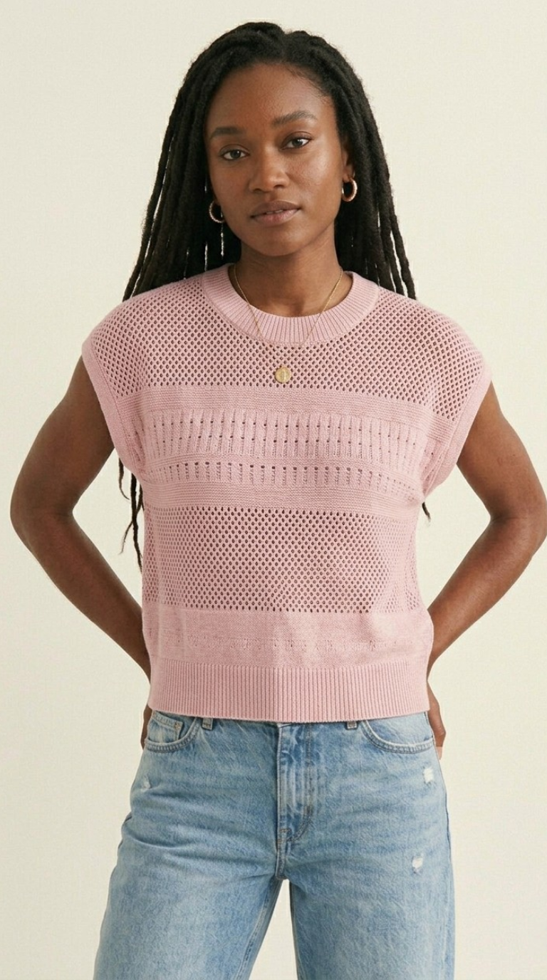 Treillis Cap Sleeve Sweater