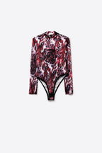 Fauve Animal Print Mesh Bodysuit