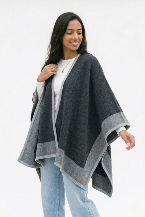 Bordure Chunky Knit Poncho