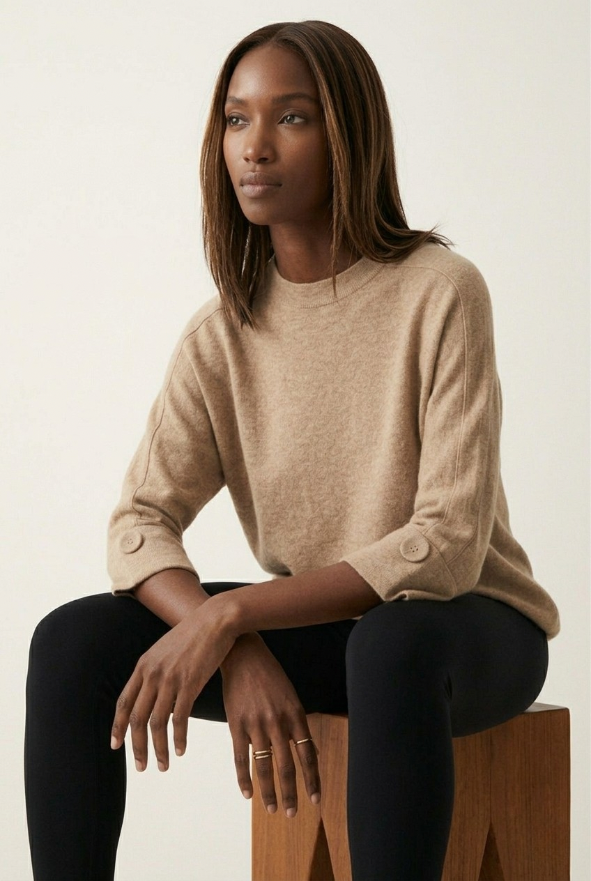 Nacelle Button Sleeve Knit Sweater