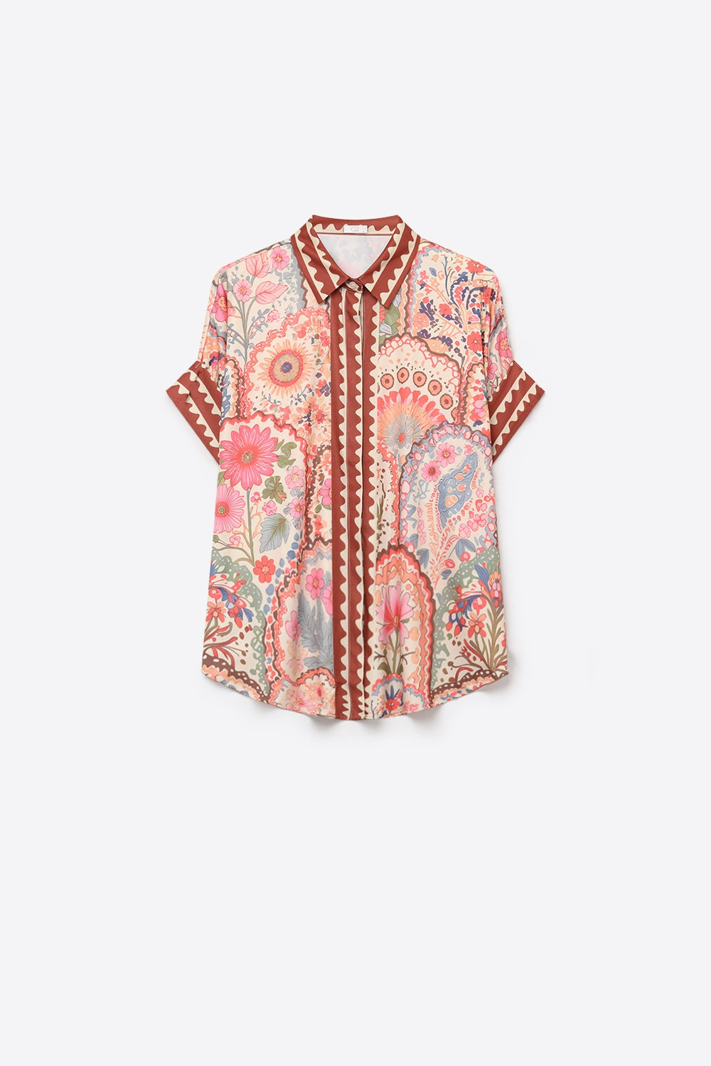 Paisley Contrast Trim Shirt