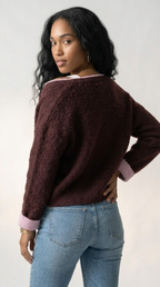 Contraste Fluffy Knit Cardigan