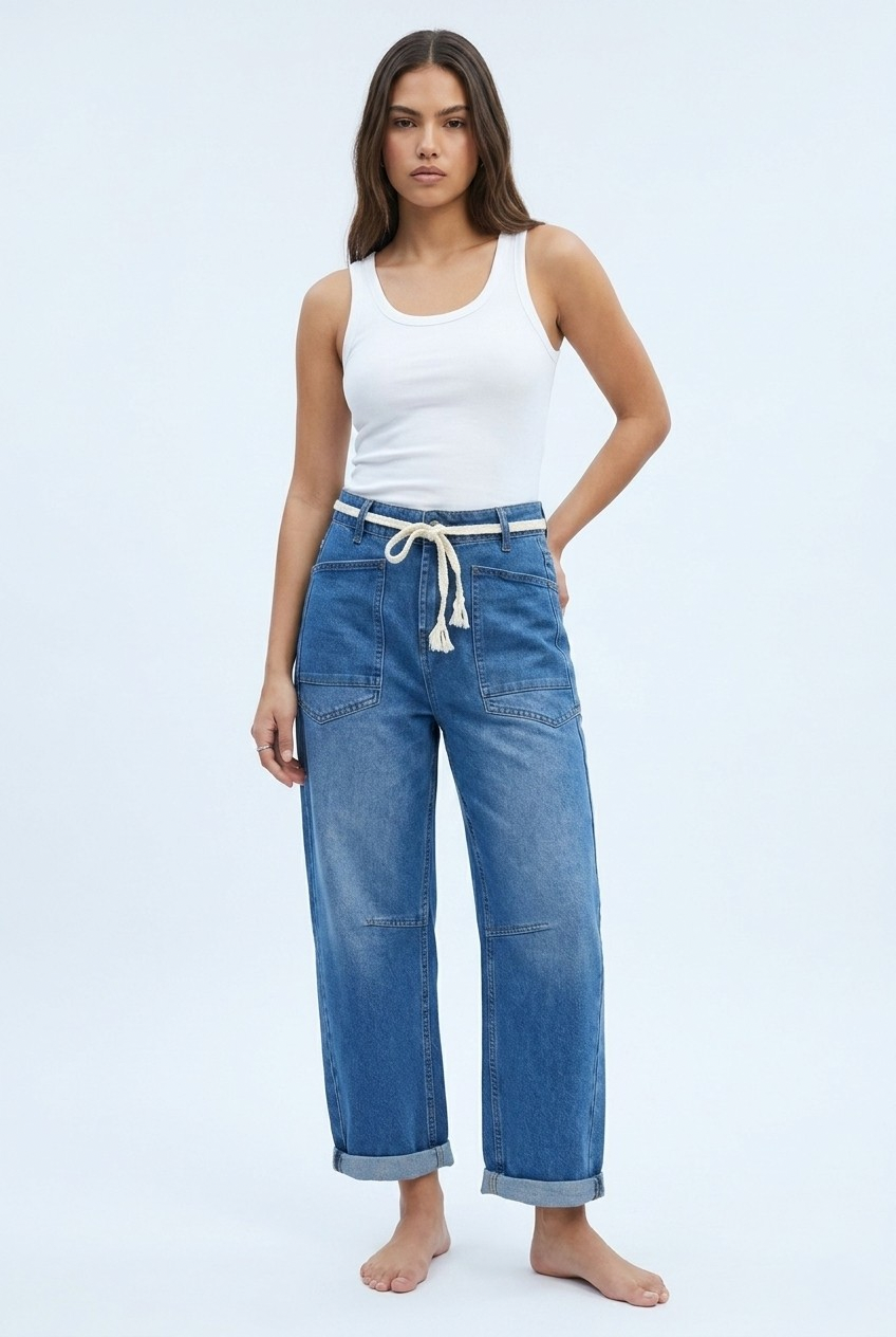 Corde Wide Leg Ankle Jeans