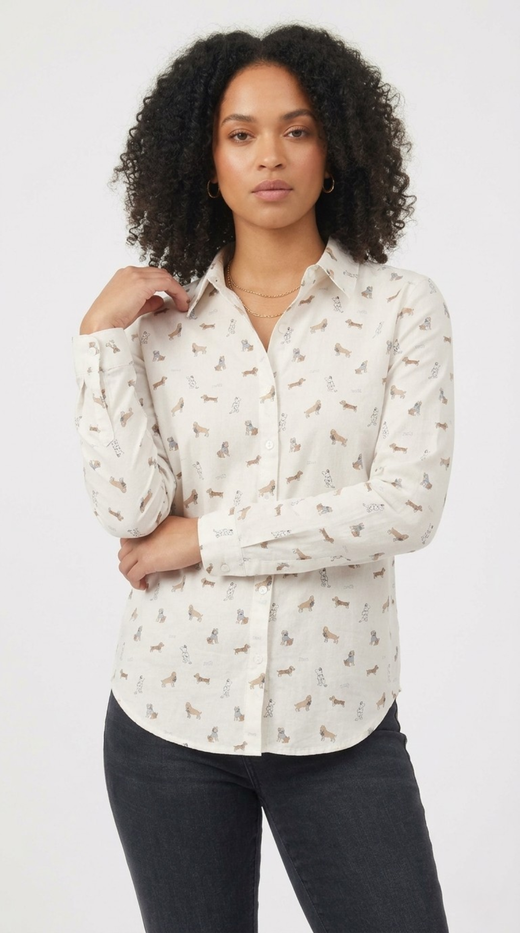 Caniche Dog Print Button Shirt