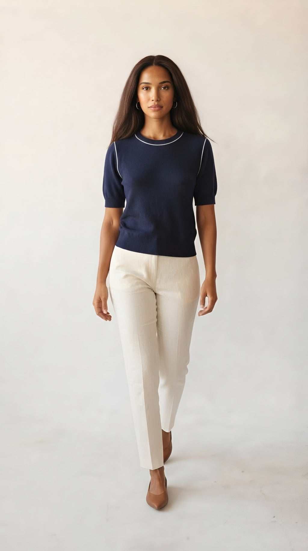 Nervuré Cap Sleeve Knit Sweater