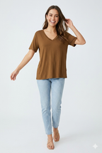 Velours V-Neck Viscose Tee