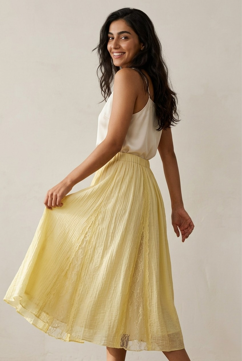 Lumière Sheer Lace Insert Maxi Skirt